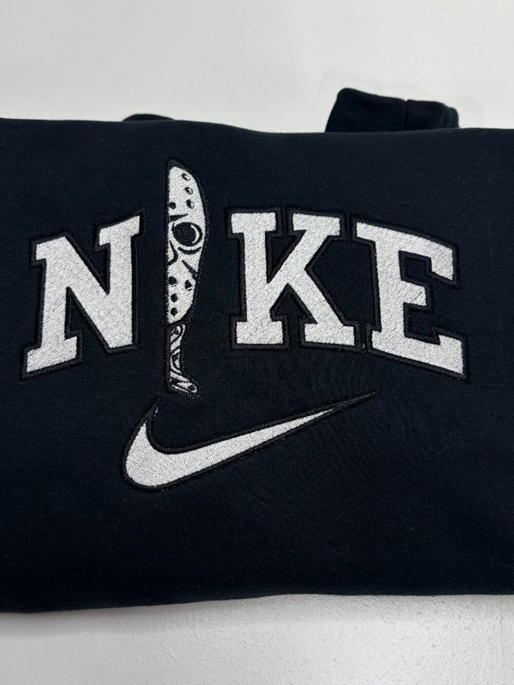 Nike Halloween Sweatshirt Jason Knife Embroidered Adult Crewneck Friday 13th